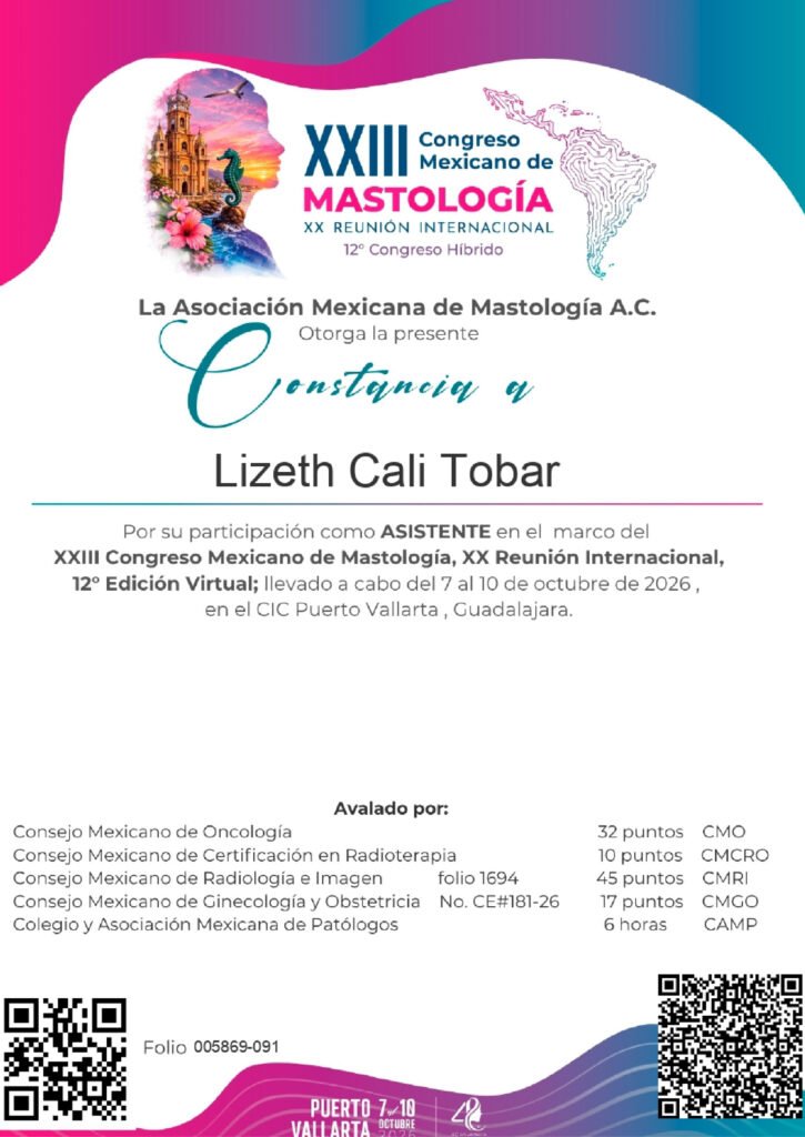 Certificado Dra Lizeth Cali